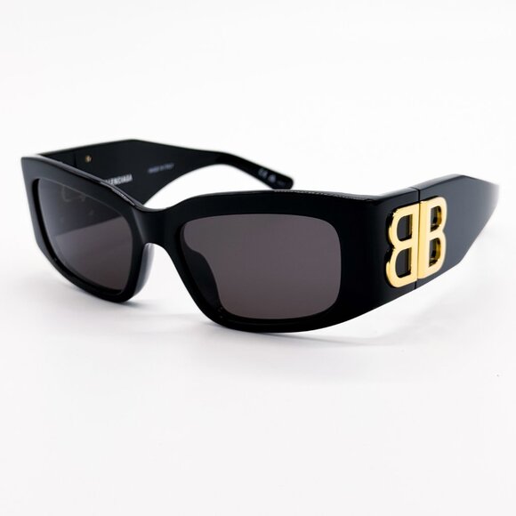 NEW BALENCIAGA BB0360S 005 SUNGLASSES UNISEX BLACK RECTANGULAR BALENCIAGA - Picture 1 of 13